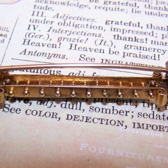 Antique Victorian 14K Gold Persian Turquoise Natural Pearl Etruscan Revival Pin - Picture 7 of 8